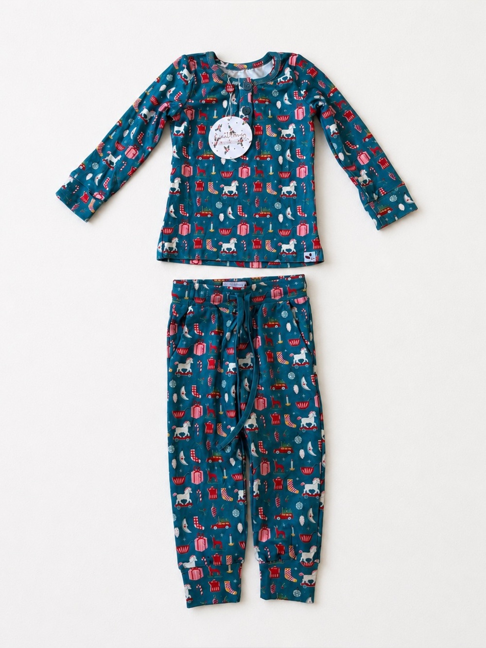 NWT SweetHoney Christmas Pajama Set 2T Holiday Long Sleeve Blue Lounge Set